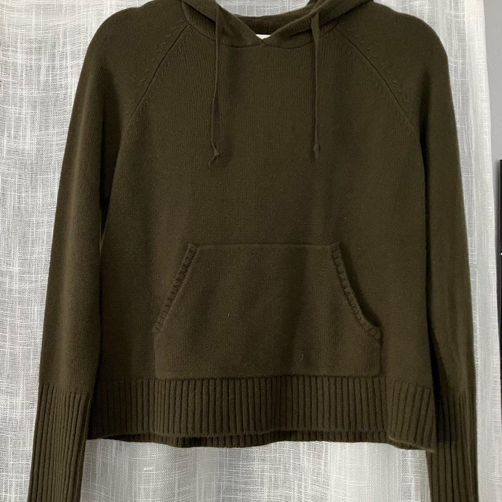 Cashmere Olive Green Knit Hoodie